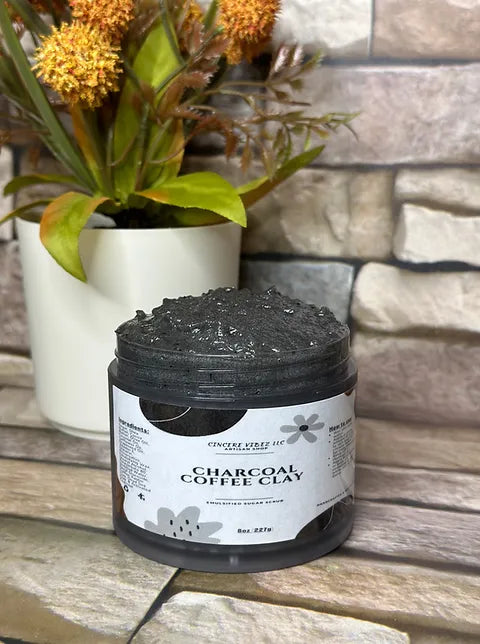 Charcoal Coffee Clay: Emulsified Sugar Scrub