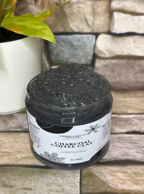Charcoal Coffee Clay: Emulsified Sugar Scrub
